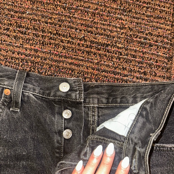 Levi Black 501 Denim Shorts - Picture 2 of 4